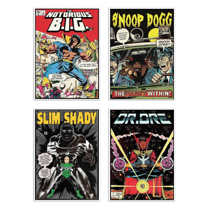 4 Art-Posters 20 x 30 cm - Rappers Comics - David Redon - 20 x 30 cm