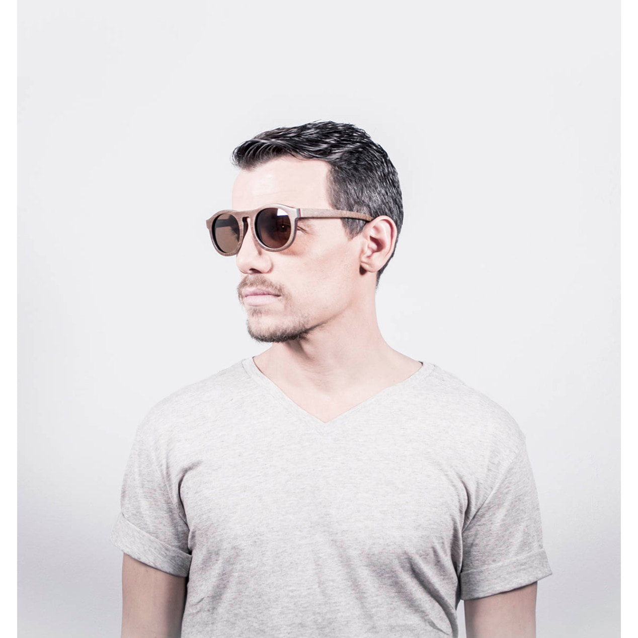 Gafas de sol OCEAN FIJI - Patín con montura de madera marrón y / Marrón