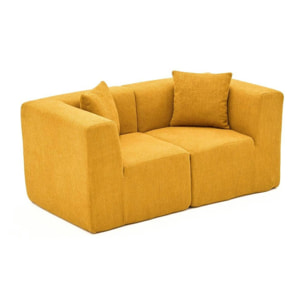 Canapé 2 places compact moutarde tissu chenille PLOVIA