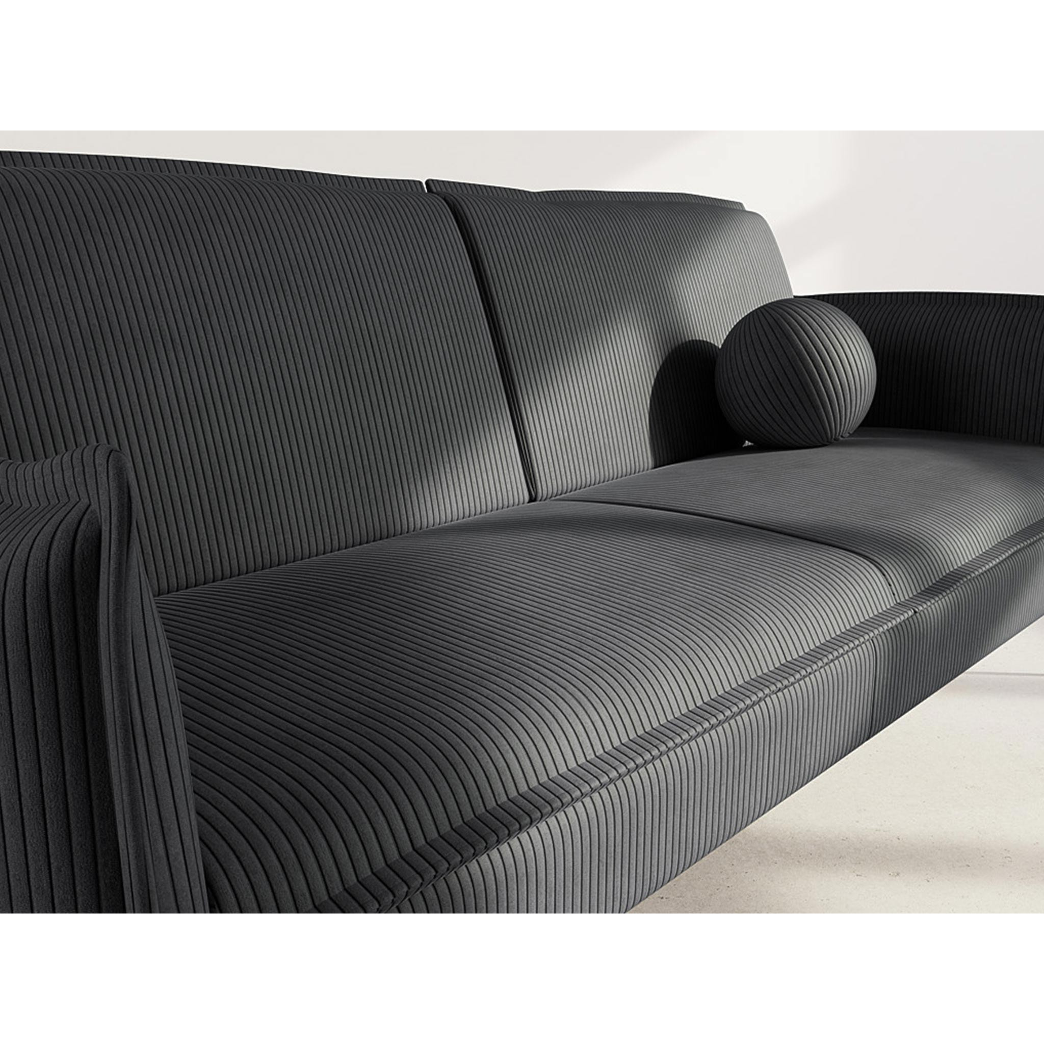 Lexie - Canapé convertible clic-clac 2 places en velours côtelé - Noir