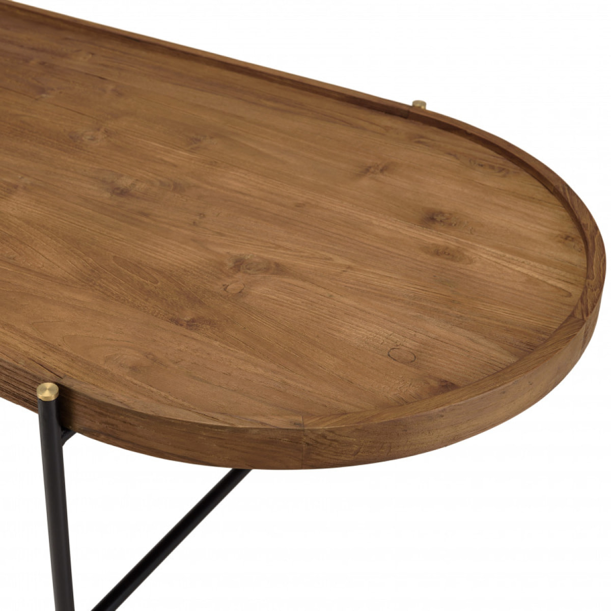 ALIDA - Table basse ovale 140x63cm plateau en bois de teck recyclé