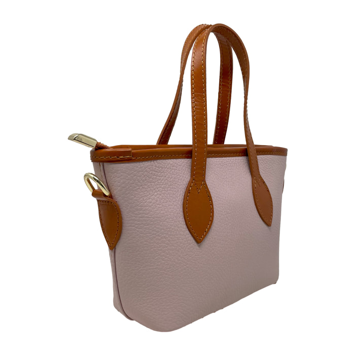 Chicca Borse - Borsa a Mano Donna in Vera Pelle - Colore Rosa