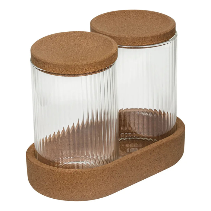 Lot de 2 organiseurs en verre avec support liège