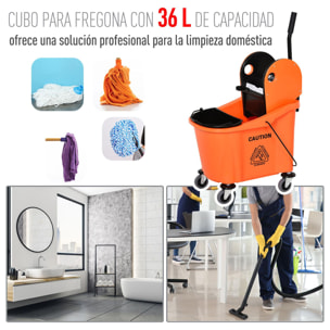 Cubeta para fregona 2 Cubetas Separadas 54x41x91,5cm Naranja