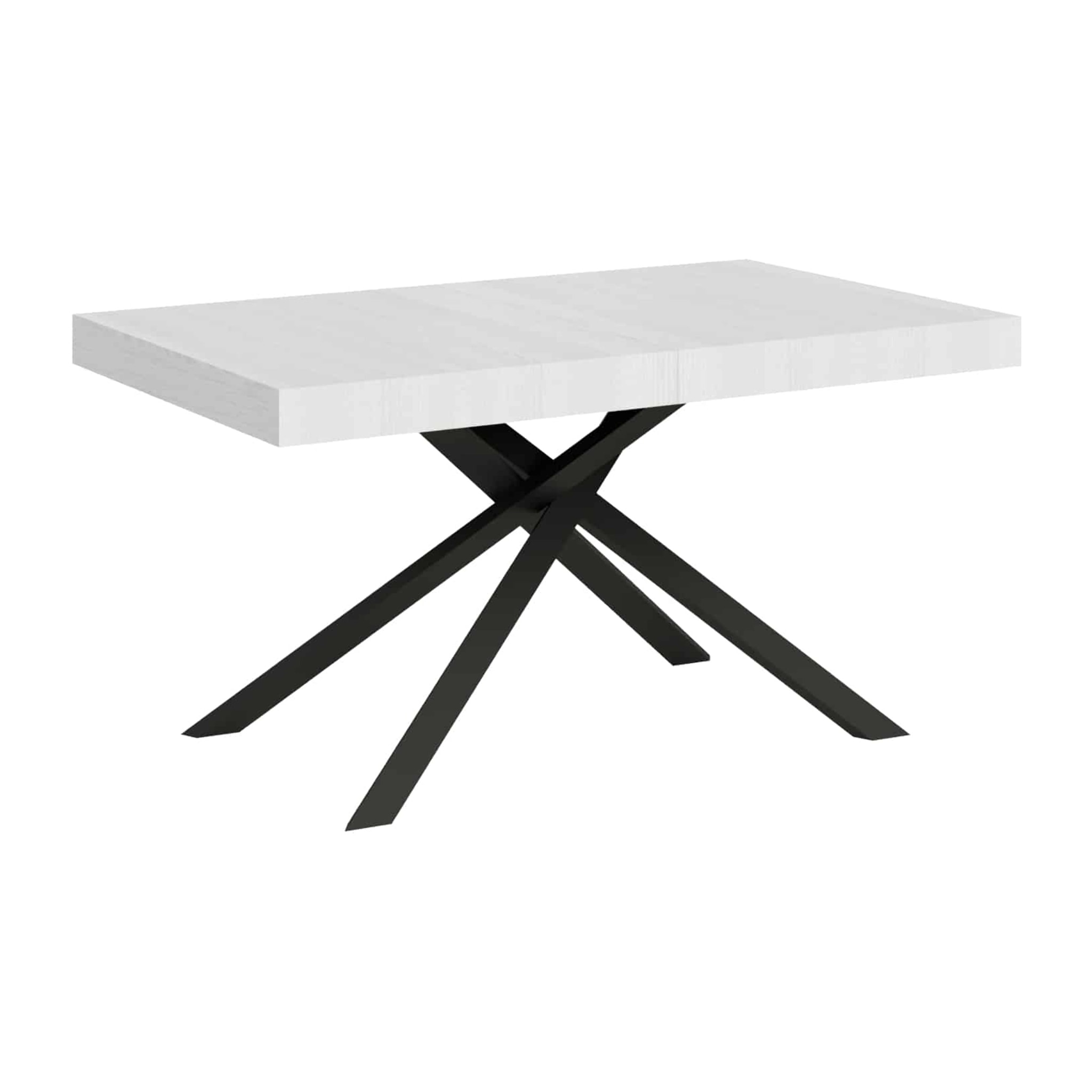 Mesa extensible 80x140/224 cm Karida fresno blanco patas antracita