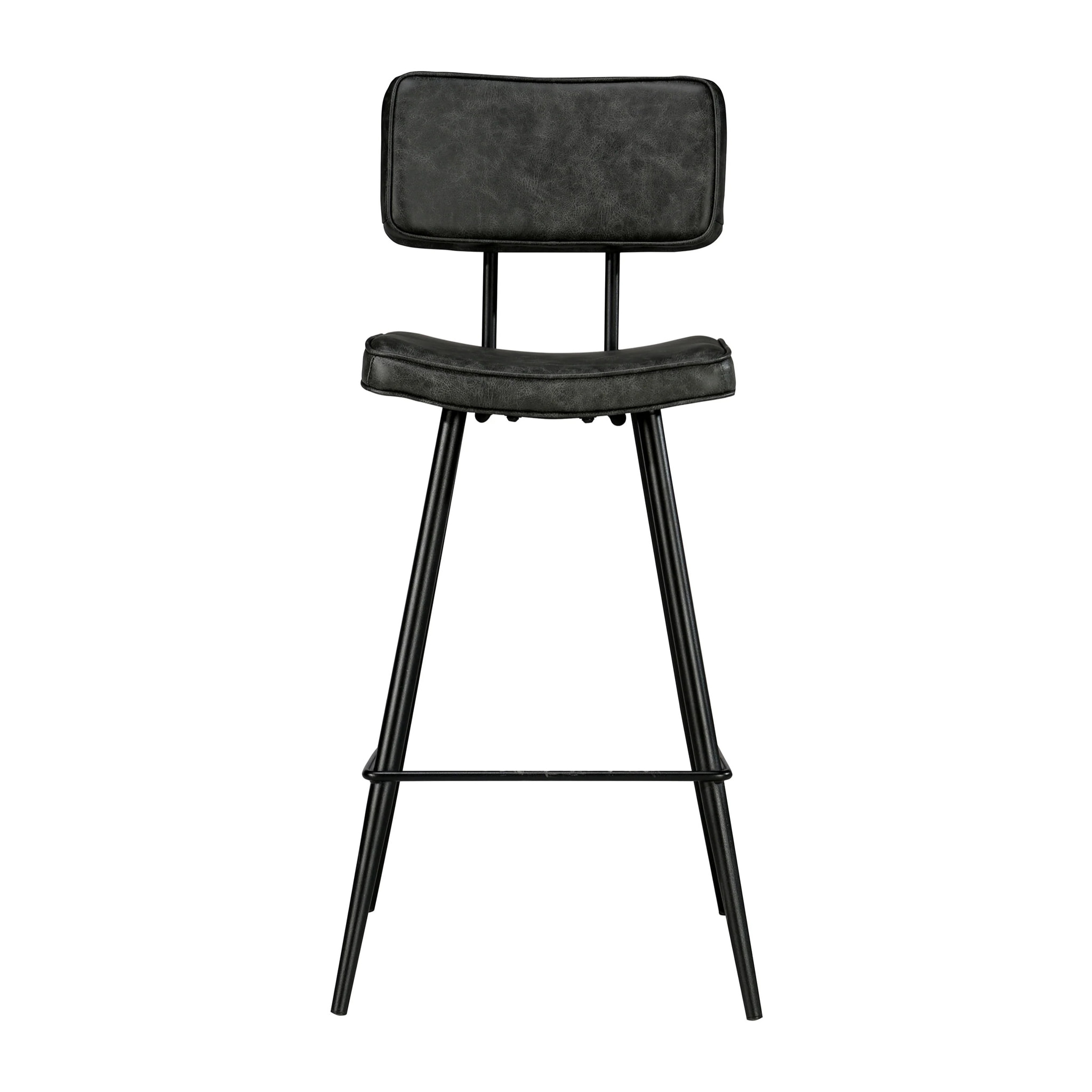 Lot de 2 chaises de bar mi-hauteur 66 cm cuir synthétique gris / noir - Texas