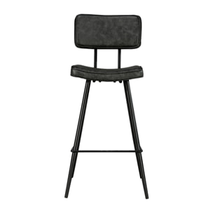 Lot de 2 chaises de bar mi-hauteur 66 cm cuir synthétique gris / noir - Texas