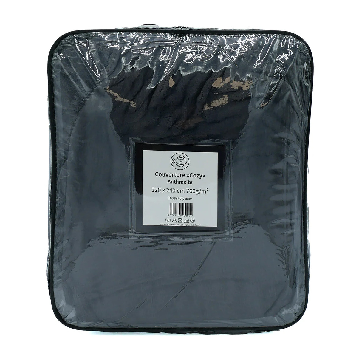 Couverture polaire 220x240cm 760g/m² - Cozy anthracite