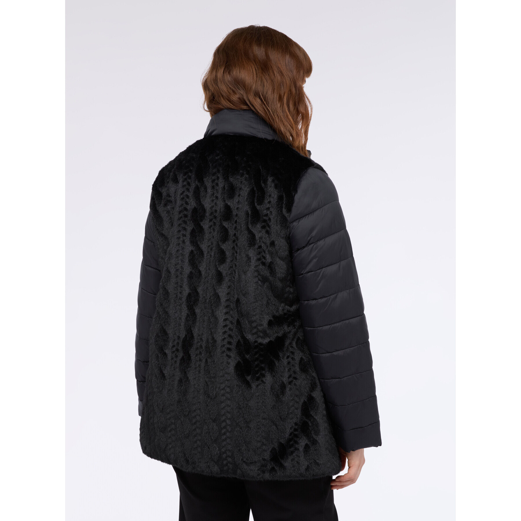 Fiorella Rubino - Chaqueta bimaterial con mangas acolchadas - Negro