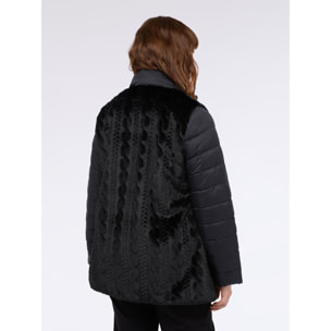 Fiorella Rubino - Chaqueta bimaterial con mangas acolchadas - Negro