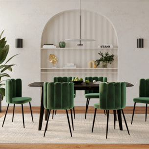 Lot de 2 chaises en velours vert et pieds en métal - Rosy