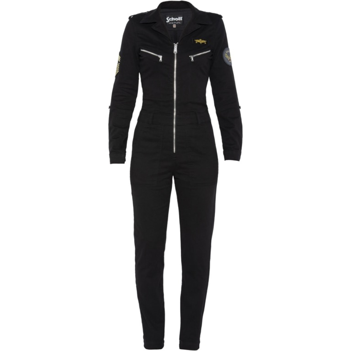 TRJUMP21W LIGHT PILOT JUMPSUIT WITH MILITARY BADGES IN TENCEL 63% COTTON 18% TENCEL 15% POLYESTER 4% ELASTANE Nero