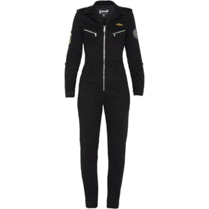 TRJUMP21W LIGHT PILOT JUMPSUIT WITH MILITARY BADGES IN TENCEL 63% COTTON 18% TENCEL 15% POLYESTER 4% ELASTANE Nero