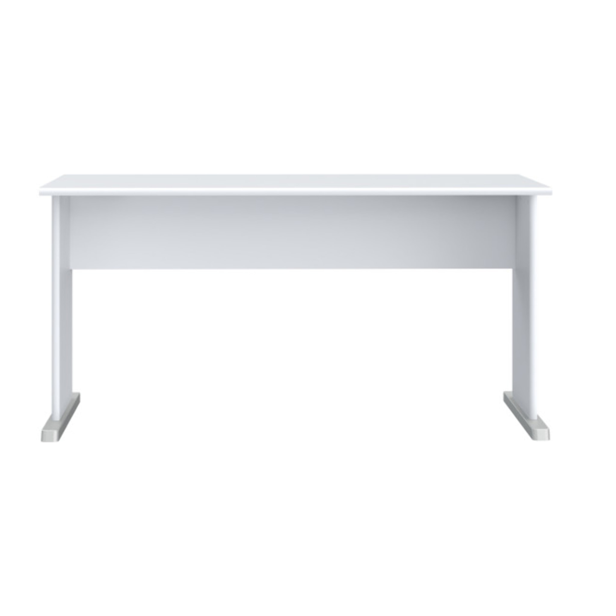 Bureau L. 144 cm décor blanc avec piètement effet aluminium - MIA