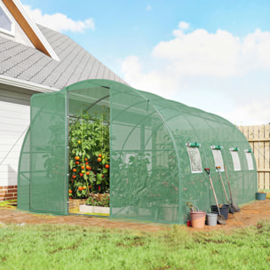 Serre tunnel de jardin - 12m², 295x400x200cm - porte et 8 fenêtres - bâche PE haute densité 140 g/m² - pour extérieur - vert