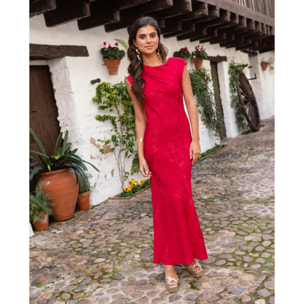 Vestido midi jacquard sin mangas