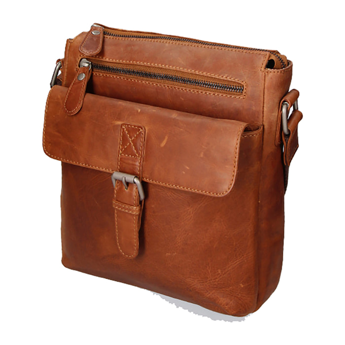 Borsa a tracolla  da uomo In Vera pelle Made in Italy 24x28x7 cm