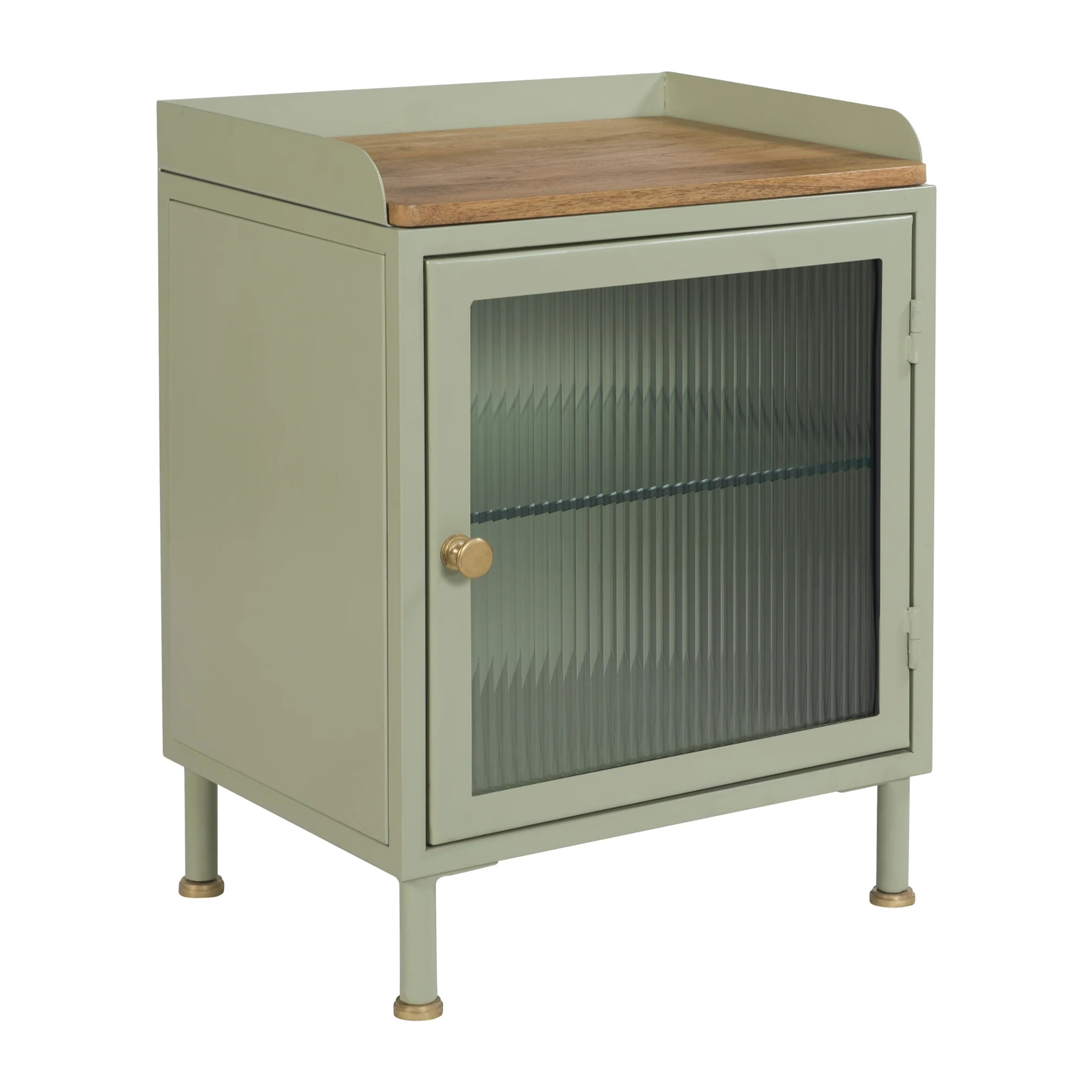 Table de chevet en verre, métal et bois 1 porte - Marnie