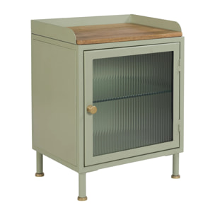 Table de chevet en verre, métal et bois 1 porte - Marnie