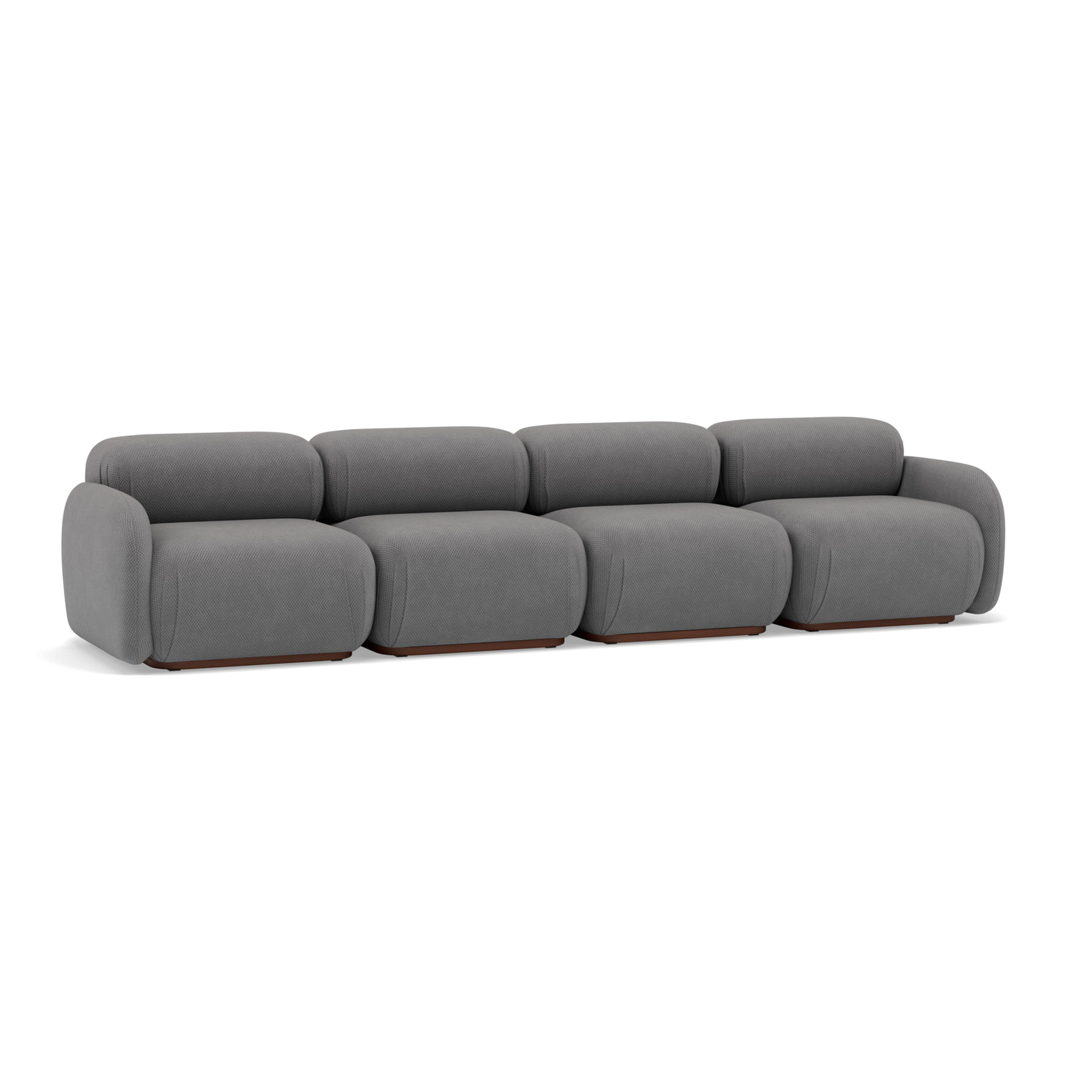 Penelope - canapé droit modulable 4 places en velours texturé - Gris