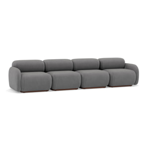 Penelope - canapé droit modulable 4 places en velours texturé - Gris