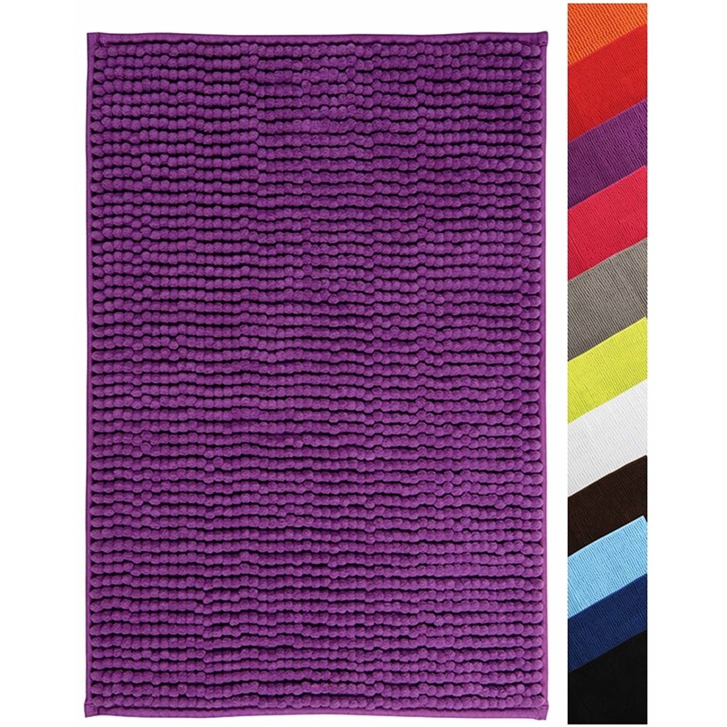 Alfombra de baño MSV "Chenille" de microfibra en color morado 60 x 90 cm