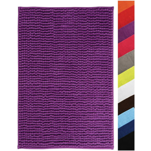 Alfombra de baño MSV "Chenille" de microfibra en color morado 60 x 90 cm