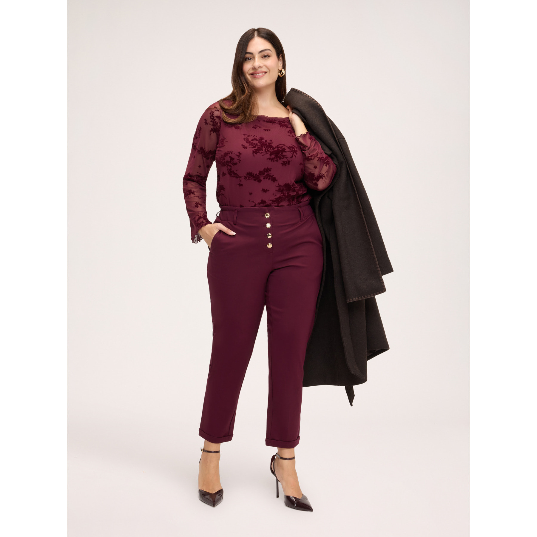 Fiorella Rubino - Pantaloni Balloon in Punto Milano - Bordeaux