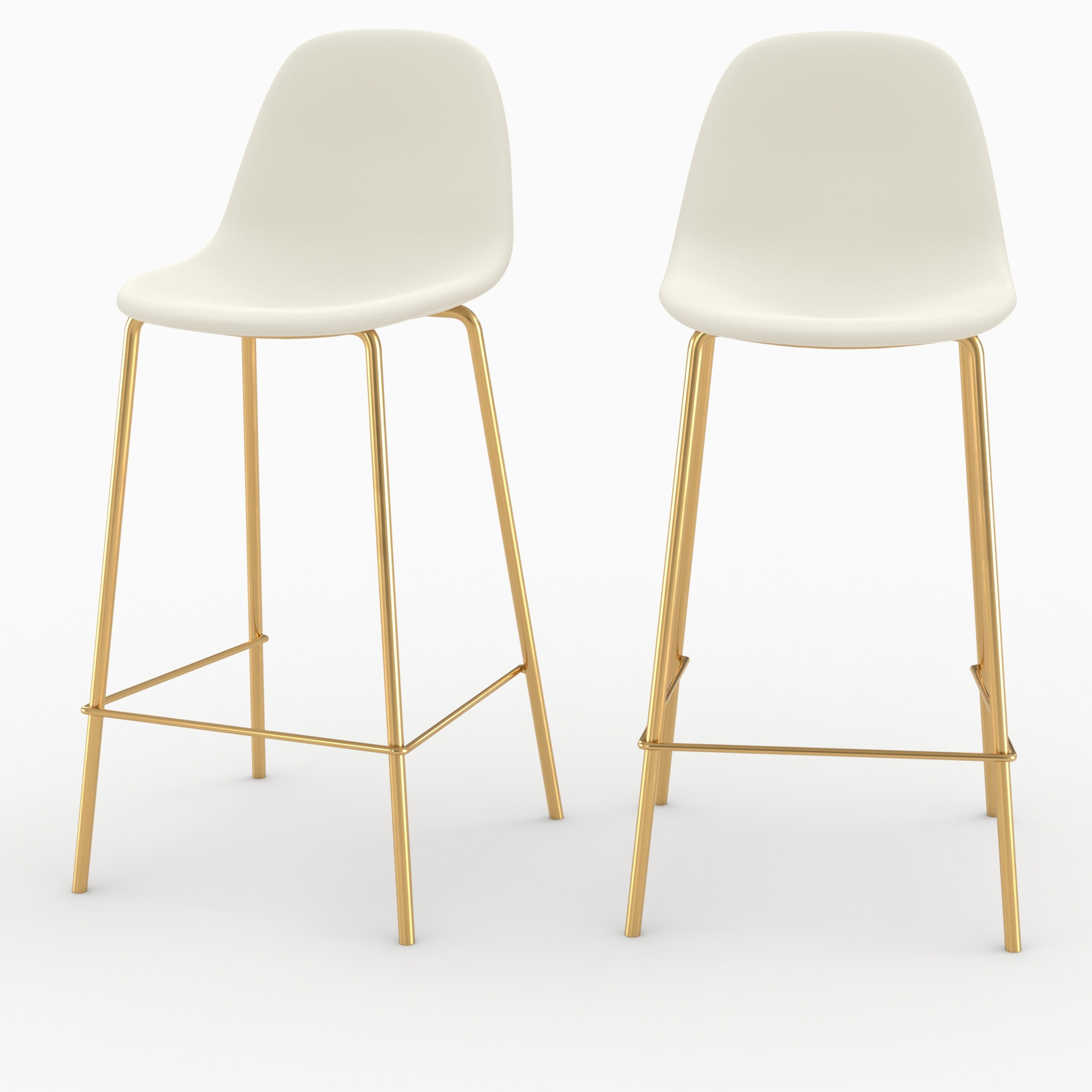 Lot de 2 chaises pour îlot central 65 cm en cuir synthétique blanc - Henrik
