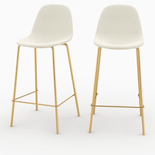 Lot de 2 chaises pour îlot central 65 cm en cuir synthétique blanc - Henrik