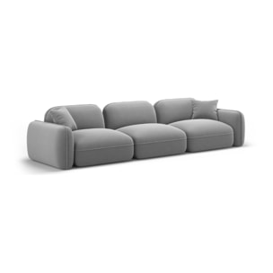 Canapé modulable "Lucien" 4 places en velours gris clair