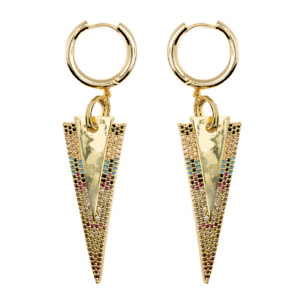 Pendientes con Circonita Multicolor acabado oro 18k