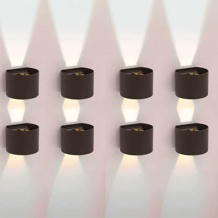 FORLIGHT Axis Round - 8 Apliques de pared Iluminación LED Exterior para Terrazas, Jardines y Balcones ON/OFF 3000K en Color Negro