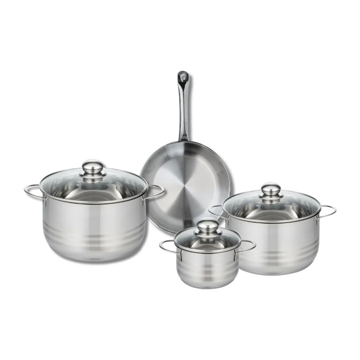 Ensemble de 1 Poêle de cuisson 24 cm et 3 faitouts 14, 20 et 24 cm Elo Profi Brillant