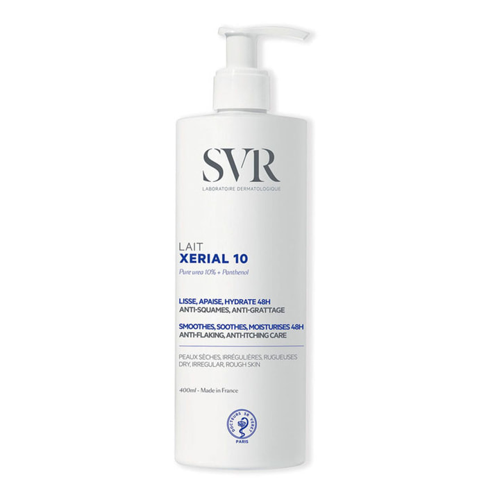 XERIAL 10 - Lait Corps Anti-Squames, Anti-Grattage, Lissant, Apaisant, Hydratant 48h