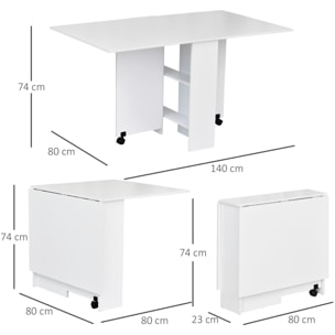 HOMCOM Table de cuisine salle a manger pliable amovible tres pratique en panneaux de particules