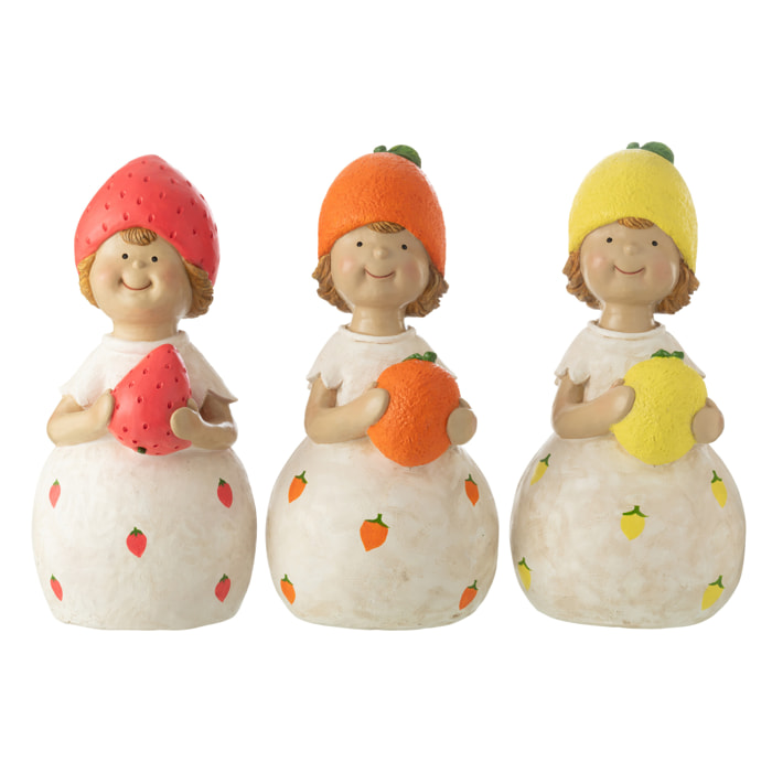 J-Line figurine Enfant Fruit Extérieur - polyrésine - mix - large - 3 pcs