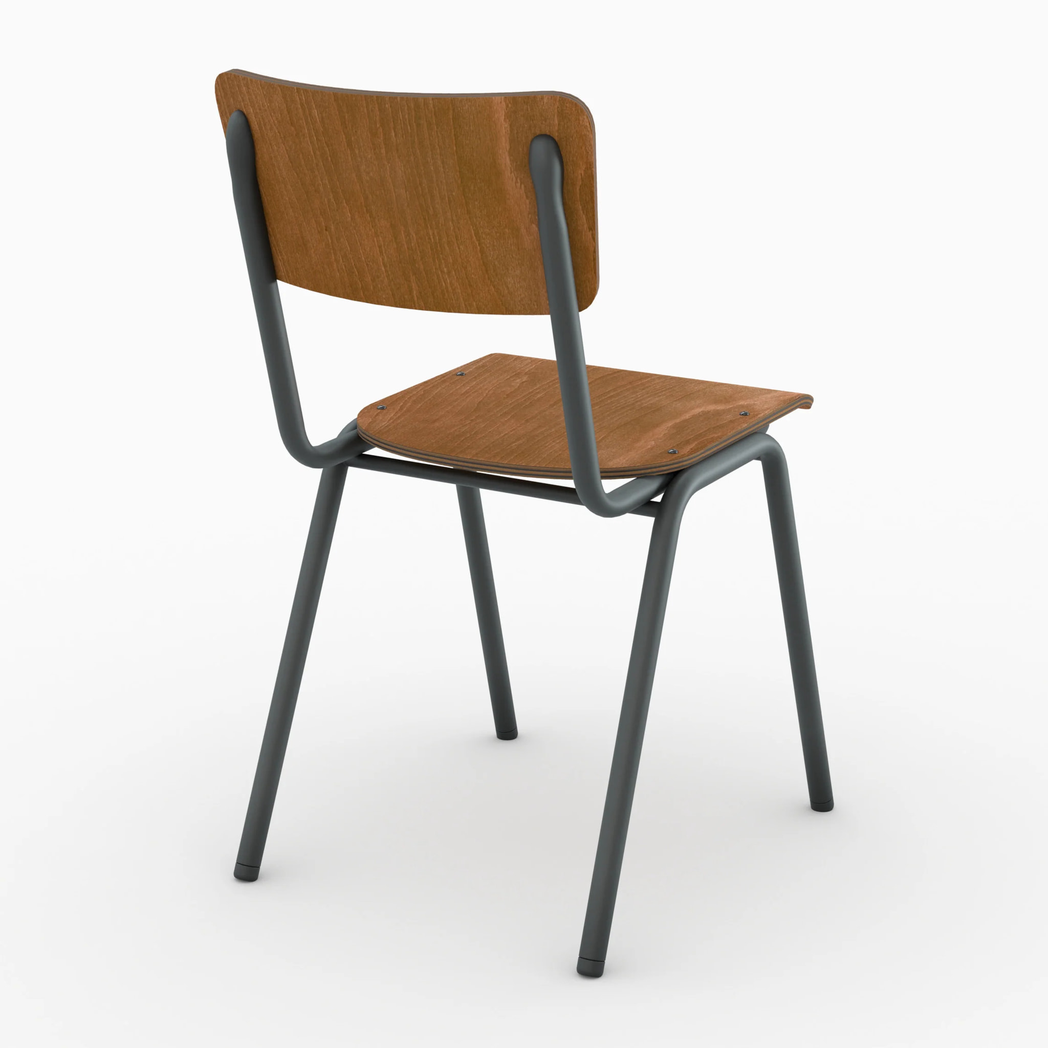Lot de 2 chaises écolier empilables en bois foncé - Clem