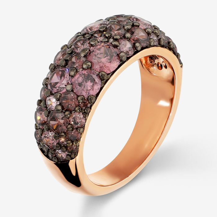 Anello a Fascia con Pavé di Cubic Zirconia Viola Scuro