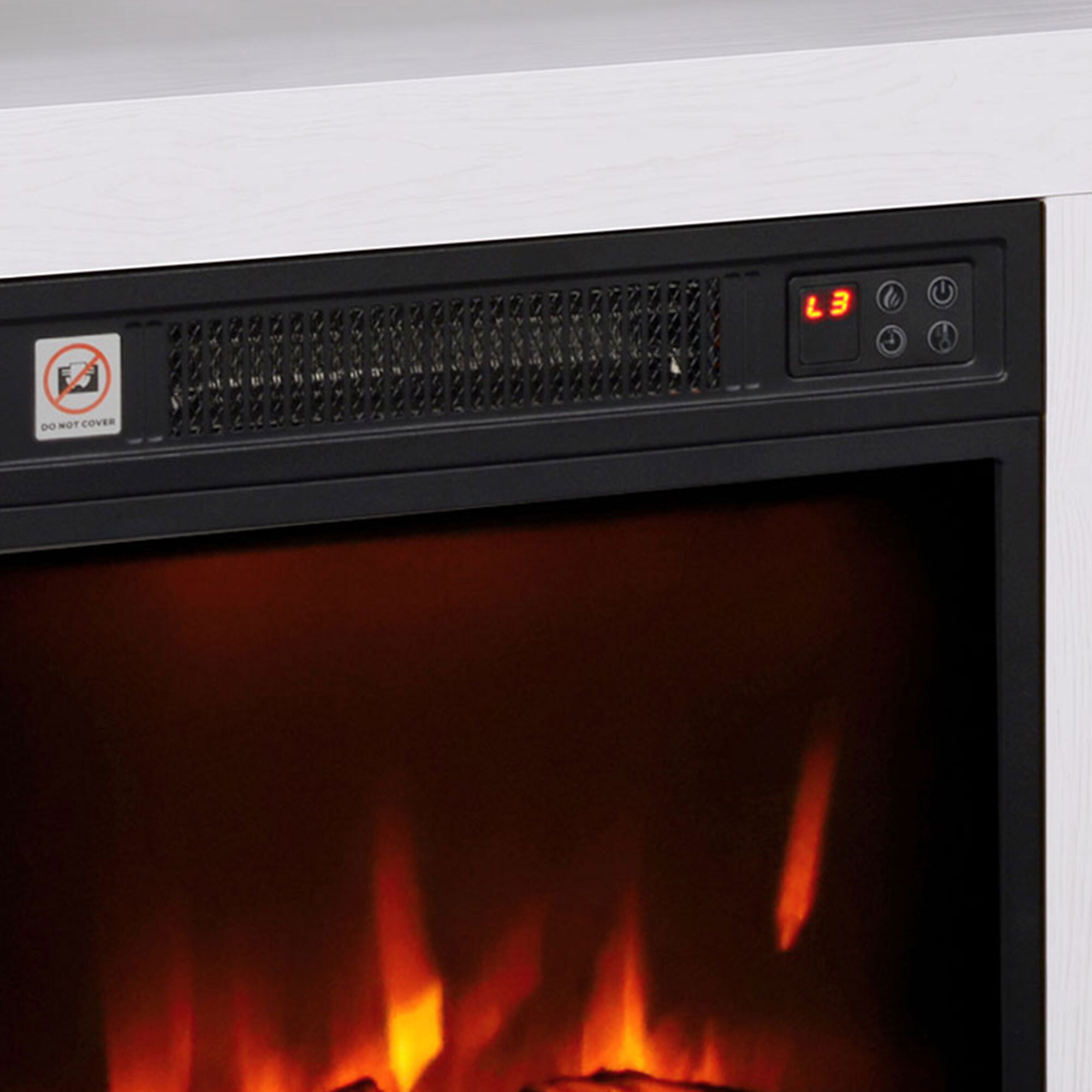 Cheminée électrique style montagnard aspect bois - niche, télécommande, timer - max. 1800W - blanc