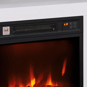 Cheminée électrique style montagnard aspect bois - niche, télécommande, timer - max. 1800W - blanc