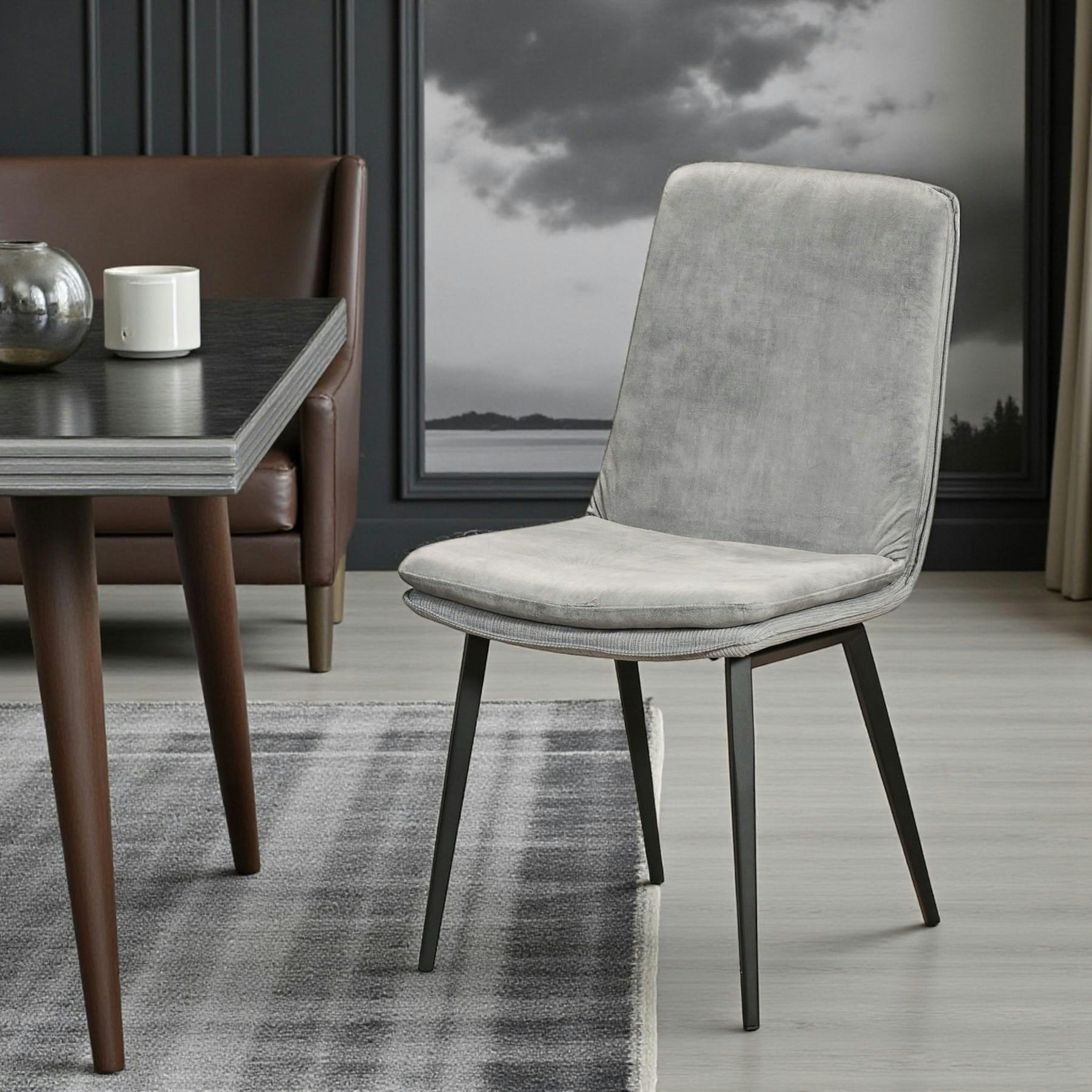 Chaise en velours gris (lot de 2) OKA