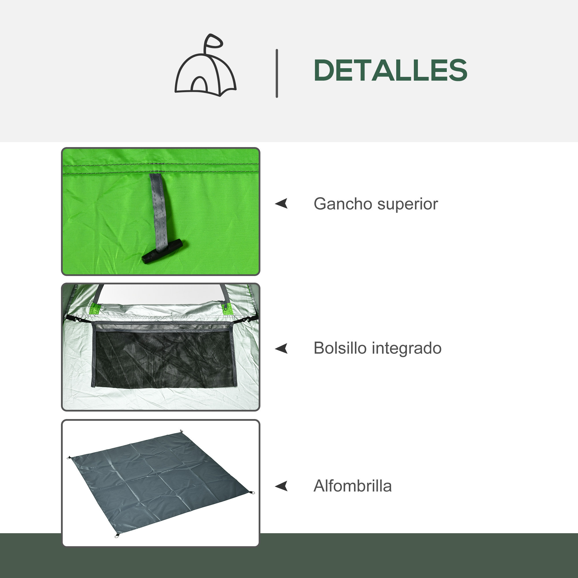 Tienda de Ducha Instantánea Tienda de Privacidad Portátil con 1 Gancho Bolsillo Bolsa de Transporte y UV 20+ para Baño Vestuario Cambiador Inodoro 126x124x189 cm Verde