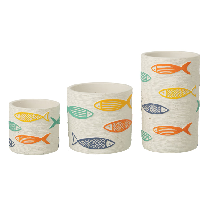 J-Line Cache-pot Poisson Rond - céramique - multicolore - large