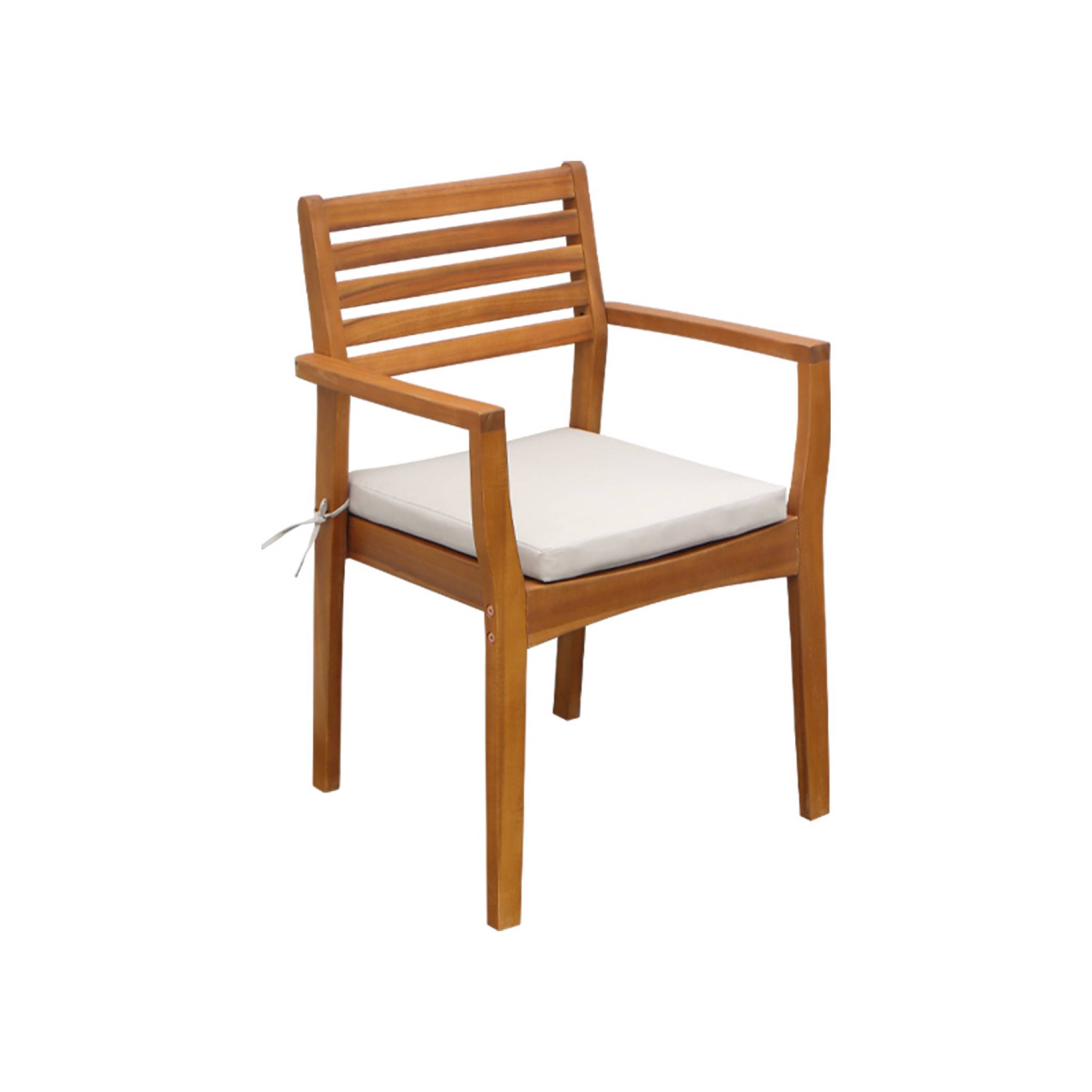 Fauteuil de jardin bois d'acacia (lot de 4) Savona 56 x 52 x 83 cm naturel et beige