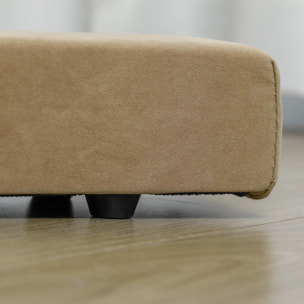 Poutre gymnastique pliable 210 cm - poutre d'équilibre antidérapante - bois de pin toucher daim marron