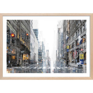 Poster madison square abstraction Affiche + cadre en bois - Chêne