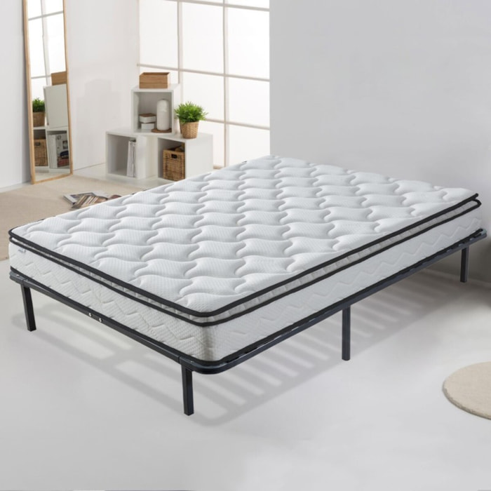 Ensemble Matelas Sultan mémoire de forme avec son sommier métal noir Perflex