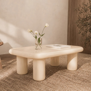 Table basse rectangulaire laquée blanche en MDF - Lolly