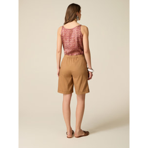 Oltre - Bermuda misto cotone con risvolto - Beige